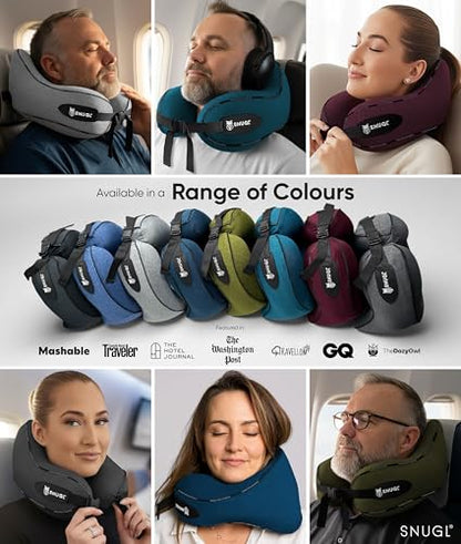 SNUGL Travel Pillow – Neck Pillow Airplane, Travel Pillows for Airplanes, Neck Pillows Memory Foam – Road Trip Essentials for Adults – Traveling Essentials - Gifts for Travelers Men & Women - size: Adult Small