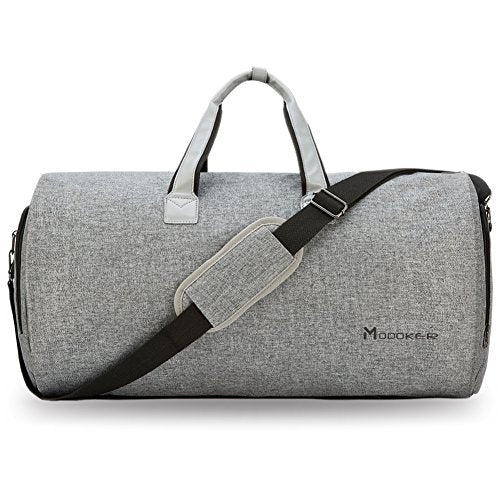 Modoker Convertible Garment Bag with Shoulder Strap, Carry on Garment Duffel Bag for Men Women - 2 in 1 Hanging Suitcase Suit Travel Bags, Grey - color: Ash Grey