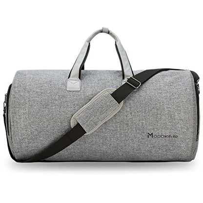 Modoker Convertible Garment Bag with Shoulder Strap, Carry on Garment Duffel Bag for Men Women - 2 in 1 Hanging Suitcase Suit Travel Bags, Grey - color: Ash Grey