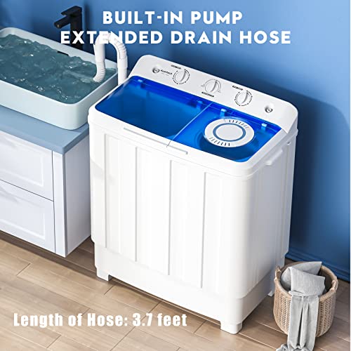 Auertech Portable Washing Machine, 28lbs Twin Tub Washer Mini Compact Laundry Machine with Drain Pump, Semi-automatic 18lbs Washer 10lbs Spinner Combo for Dorms, Apartments, RVs - size: 28lbs capacity