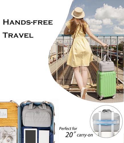 Travel Toiletry Bag for Women, Large Wide-open Puffy Cosmetic Makeup Bag with Wet-Dry Separation, Multi-Pocket Organizer with Carry Handle for Toiletries, Cosmetics, Essentials, Light Grey - color: Light Grey