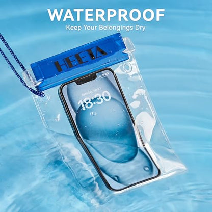 HEETA 5-Pack Clear Waterproof Dry Bag Pouch, Water Tight Cases Dry Bags Document Holder for Camera Mobile Phone Maps, Kayaking Boating - color: Blue