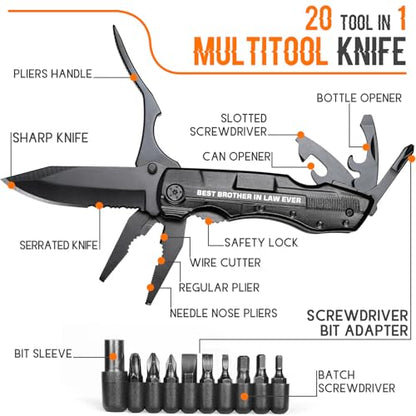 Brother in Law Gifts, Multitool Knife, Gifts for Brother in law, Christmas Practical Gift, Brother’s Birthday Presents, Brother-in-law Gift for Camping, Hiking, Fishing, 20 in 1 Multitool - style: BROTHER IN LAW GIFTS