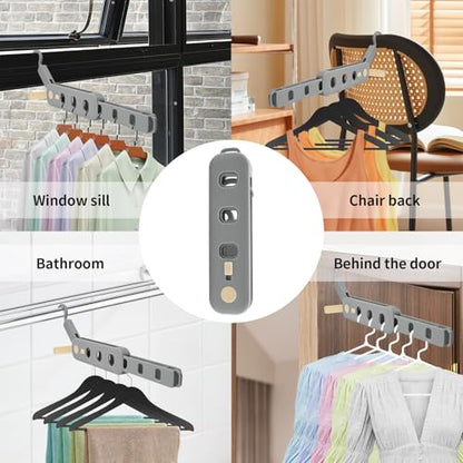 Coopache Folding Clothes Drying Rack Portable for Travel, Space Saving Hangers Plastic for Closet (Grey 1 Pack) - color: Grey 1 Pack