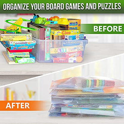 32 Pack Large Mesh Zipper Pouch B4 (12x15in) - Game Bags for Puzzle and Toy Storage Bags - Board Game Storage Zip Plastic Mesh Bags for Toys & Playroom Organization and Storage Zippered Pouches Folder - size: 32 Pack B4