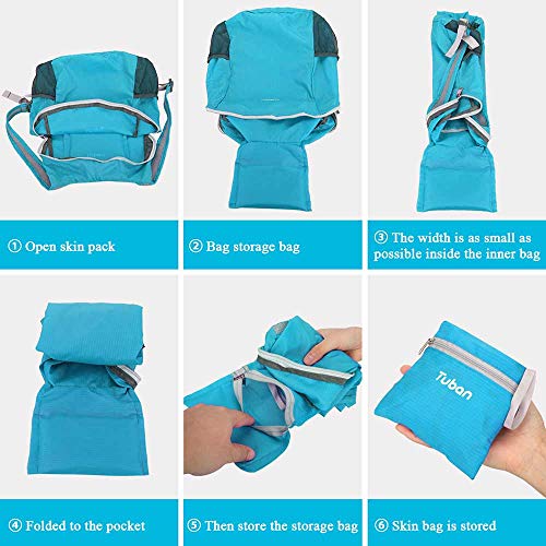Ultra Lightweight Packable Water Resistant Backpack for Travel Camping Outdoor Hiking Daypack - color: Blue