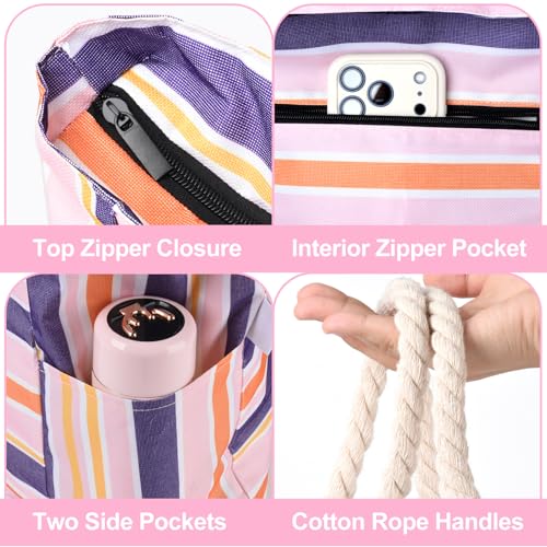 CaCTOUR Large Beach Bag Women,Beach Bags Waterproof Sandproof with Zipper Wet Pocket,Beach Tote Pool Bag for Swim Gym Travel - color: Pink