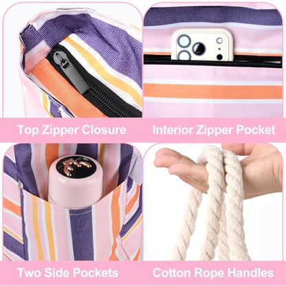 CaCTOUR Large Beach Bag Women,Beach Bags Waterproof Sandproof with Zipper Wet Pocket,Beach Tote Pool Bag for Swim Gym Travel - color: Pink