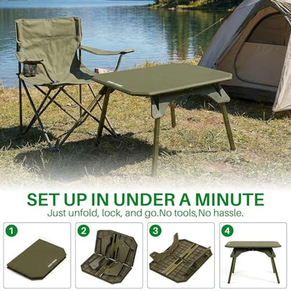 TOPCHANCES Folding Camping Table Outdoor,Ultralight Aluminum Camping Tables Multifunctional Portable Folding Table with Carrying Bag for Holiday Festival Camping Travel Picnic Grilling - color: Dark Green