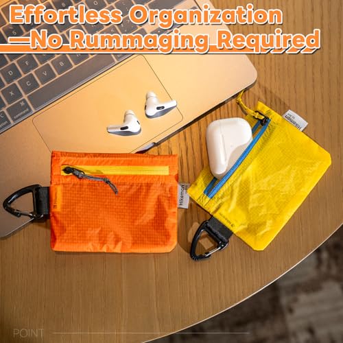 HIKEMAN small zipper pouch with clip ultralight wallet hiking waterproof for credit card and money Card Size Pouch for Hiking, Backpacking, Travel & Purse (Yellow) - color: Yellow