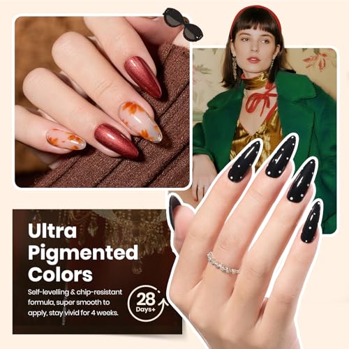 beetles Gel Polish Set - Gel Nail Polish Kit Gilded Veil 25 Colors Black White Burgundy Blue Nude Grey Green Glitters UV Led Nail Polish with Top Base Coat Soak off Nail Art Gift for Women - color: 0- Gilded Veil collection