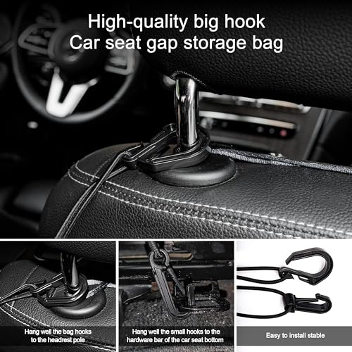 3-Layer Car Mesh Organizer Storage Bag Between Front Seats Kid Dog Pet Net Barrier Car Net Pocket Elastic Tissue Purse Holder Netting Pouch for SUV, Truck, Van 15.7" x 13.7" - size: 15.7 x 13.7 inch