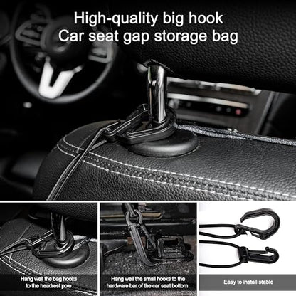 3-Layer Car Mesh Organizer Storage Bag Between Front Seats Kid Dog Pet Net Barrier Car Net Pocket Elastic Tissue Purse Holder Netting Pouch for SUV, Truck, Van 15.7" x 13.7" - size: 15.7 x 13.7 inch