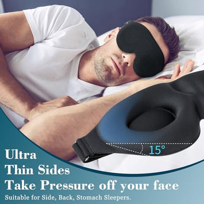 ZGGCD Sleep Mask for Side Sleeper, Light Blocking Sleeping Eye Mask for Women Men, 3D Contoured Cup Night Blindfold, Luxury Eye Cover Eyeshade with Adjustable Strap for Travel, Nap, Black - color: Black