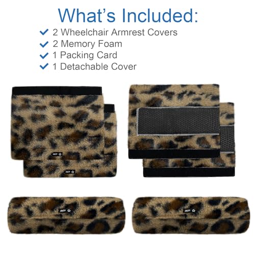 SPRING SEAON Wheelchair Armrest Covers 2 Pack Soft Memory Foam Wheelchair armrest Pads Wicking Washable for Office Transport Chair (Khaki Leopard Print) - color: Khaki Leopard