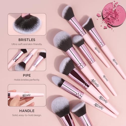 25PCS Makeup Brushes Set with Travel Case, Professional Makeup Brush Kit for Foundation, Concealer, Powder, Eyeshadow & Blush, Essential Cosmetic Tools, Portable Travel Gift Set (Pink) - color: 25 PCS-Pink