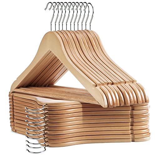 Wooden Hangers 30 Pack Clothes Hanger for Daily Used,Coat Hangers for Closet,Heavy Duty Wood Hanger for Suit, Shirts, Jackets, Dress, Pant （Light Natural） - color: Light Natural