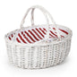 Wicker Picnic Basket with Insulated Lined Bag 15“ x 11” x 7“ Red, White Star Stripe Pattern, Iced Beer Insulated Bag for Camping, Picnics, Birthday Gifts, Wedding Gifts - color: Red and White Star Stripes