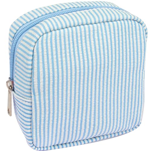 Small Makeup Bag, Mini Makeup Pouches for Purse Cute Cosmetics Bag Pouch with Slip-in Pockets Small Travel Toiletry Bag Makeup Storage Bag Lipstick Organizer Purse Essentials - color: 0-Mini Blue