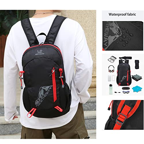 Lywencom Hiking Backpack,20L sports lightweight folding waterproof ultra-light backpack suitable for outdoor camping picnic (black) - color: Black
