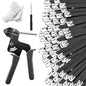 300 PCS 11.8 Inch Black Galvanized Steel Cable Ties Kit with Cable Tie Gun, Screwdriver and Protective Gloves, Heavy Duty 304 Metal Zip Ties Complete Tool Set for Industrial, Automotive, Fence Use - color: Black, size: 300PCS 1.81x11.8 Inch