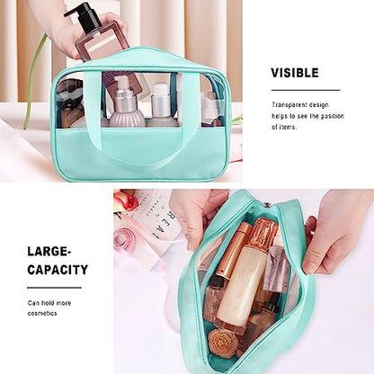 Clear Makeup Bag, 3 Pcs of Cosmetic Bags Set, Transparent PVC Travel Makeup Pouch, Waterproof Cute Toiletry Bag for Women (Mint Green) - color: Z-Mint Green-3pcs, style: 3pcs