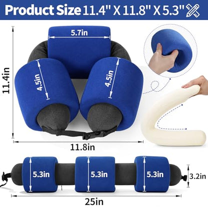 3-Ring Memory Foam Travel Neck Pillow It has obtained a Patent. The Three Rings can be movably Adjusted to Provide Flexible Support for The Neck, Head, and Other Areas.Blue - color: Blue
