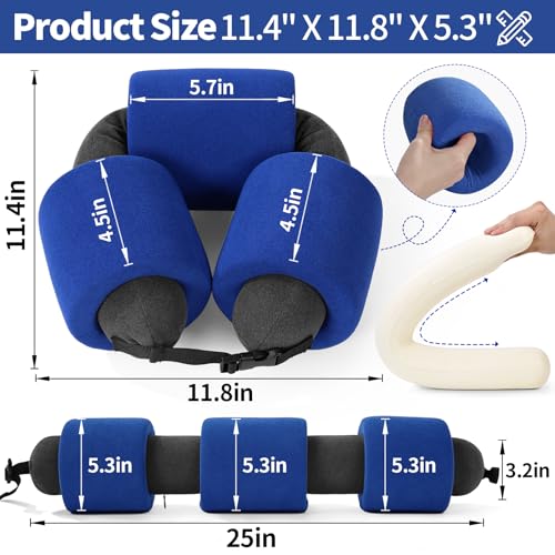3-Ring Memory Foam Travel Neck Pillow It has obtained a Patent. The Three Rings can be movably Adjusted to Provide Flexible Support for The Neck, Head, and Other Areas.Blue - color: Blue