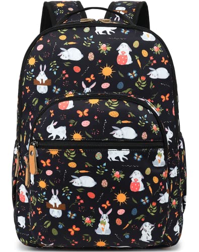 Leaper Water-resistant Cute Rabbit Laptop Backpack School Travel Bag Bunny Bookbags Satchel Black1 - color: Black-rabbit Carrot [8005up], size: X-Large
