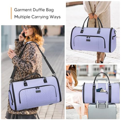 Vessgra Garment Bag for Airplane Travel, Carry On Garment Duffle Bags for Women, 2 in 1 Travel Suit Bag with Shoes Compartment Carry on Bag Hanging Garment Bag Travel with Shoulder Strap,Purple - color: Purple