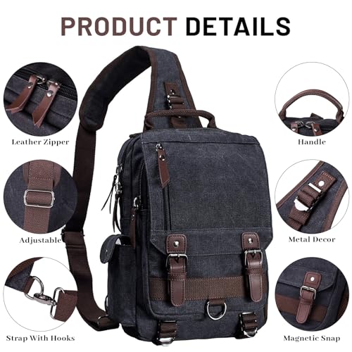 mygreen Canvas Cross Body Messenger Bag Shoulder Sling Backpack Travel Rucksack - color: Coffee, size: Large