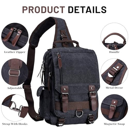 mygreen Canvas Cross Body Messenger Bag Shoulder Sling Backpack Travel Rucksack - color: Gray, size: Large
