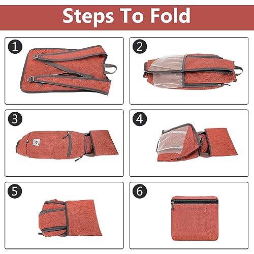 Esup 15L Lightweight Hiking Backpack Foldable Small Travel Backpack Packable Camping Backpack for Women Men (Dark Orange) - color: Dark Orange