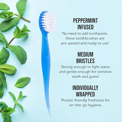 Bulk Toothbrushes - Prepasted Mini Disposable Toothbrush Set (36 Pack - Medium, Individually Wrapped for Travel) - style: 36 Pack Prepasted Mini Toothbrush - Medium