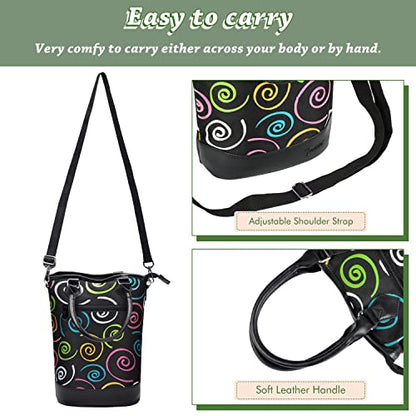 Tirrinia Insulated Wine Gift carrier Tote - Travel Padded 2 Bottle Wine/Champagne Cooler Bag with Handle and Adjustable Shoulder Strap, Great Wine Lover Gift, SPIRAL - color: Spiral