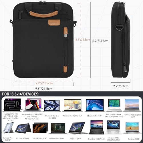 13.3-14 Inch Laptop Sleeve Bag, Padded Carrying Case for New MacBook Neo 13" (A18 Pro), MacBook Pro 14" M5/M4/M3/M2 14" /13", MacBook Air 13.6"/14" M5/M4/M3/M2 2026-2022, Surface Pro AI PC/9/8 13" - color: Black, size: 13.3-14 Inch
