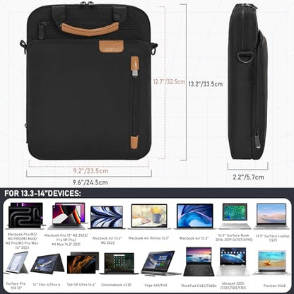 13.3-14 Inch Laptop Sleeve Bag, Padded Carrying Case for New MacBook Neo 13" (A18 Pro), MacBook Pro 14" M5/M4/M3/M2 14" /13", MacBook Air 13.6"/14" M5/M4/M3/M2 2026-2022, Surface Pro AI PC/9/8 13" - color: Black, size: 13.3-14 Inch