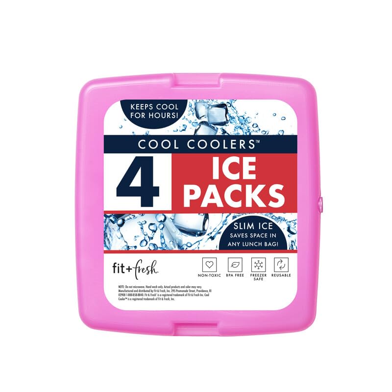 Cool Coolers by Fit + Fresh, Reusable & Long-Lasting Slim Ice Packs, Cold Packs for Lunch Boxes, Ice Packs for Lunch Bags, Purple 8 Pack - color: Purple (8 Pack)