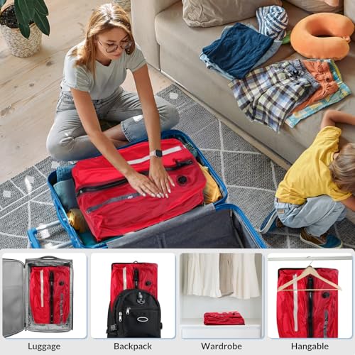Reusable TPU Travel Vacuum Compression Bags - Waterproof Space Saver Bags for Luggage, Suitcase, Backpack, Storage Organizer (2 Pack, Red) - color: Red