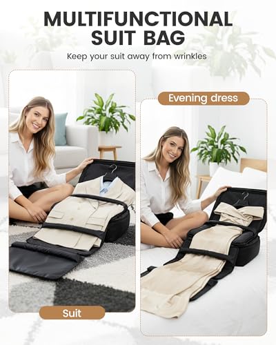 Travel Vacuum Backpack with Garment Bag, Large 18×14×8 Suit Carry on Bags Flight Approved, Personal Item Luggage with Vacuum System, Carry On Suit Luggage for Men Women, Black - color: A16-black-with Pump
