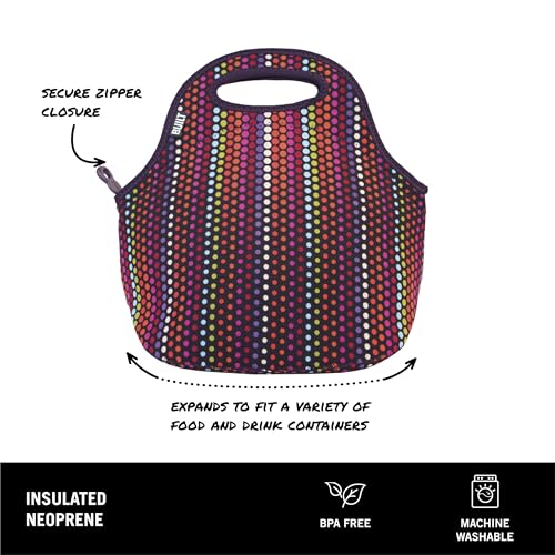 BUILT Gourmet Getaway Soft Neoprene Lunch Tote, Lightweight, Insulated, and Reusable, One Size, Micro Dots - color: Micro Dots