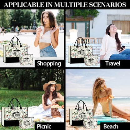 Seattle Italy Chicago New York Las Vegas Paris Gifts for Women Canvas Tote Bag Mother's Day Gifts for Women - color: Seattle