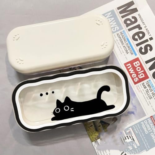 Cute hard shell bow glasses case cat transparent glasses case sunglasses glasses Size is 6.9 x 3.2 x 1.2inches - color: Case - Black Cat