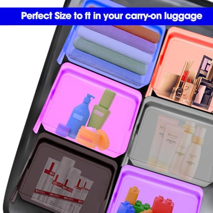 ZHOOGE 6 Pack Clear Cosmetic Bag Makeup Bags Toiletry Bag with Zipper and Handle, TSA Approved Clear Organizer Bags, PVC Cosmetic Pouch for Women and Men Fit Carry-on Travel Essentials - color: C-6 Color
