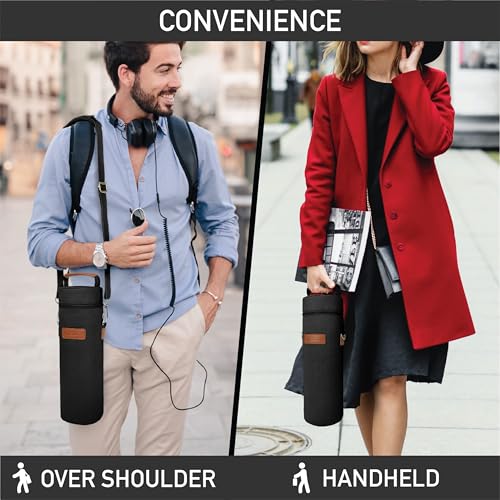 opux Wine Bag Single Bottle Carrier Tote, Insulated Wine Cooler Bag for Travel Picnic Beach with Shoulder Strap, Thermal One Bottle Holder Carrying Case Wine Gift for Women Men, Black - color: Black