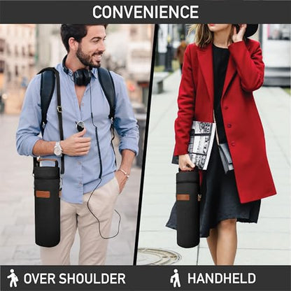 opux Wine Bag Single Bottle Carrier Tote, Insulated Wine Cooler Bag for Travel Picnic Beach with Shoulder Strap, Thermal One Bottle Holder Carrying Case Wine Gift for Women Men, Black - color: Black