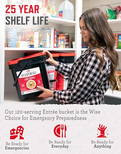 ReadyWise Emergency Food Supply - 120 Servings Favorites Sample Bucket, Survival Food Kit, Freeze Dried Prepper Food & Dehydrated Meals for Camping Essentials & Backpacking, up to 25 Year Shelf Life