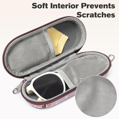 Double Eyeglasses Case, Dual Glasses Sunglasses Organizer with Zipper Closure, Eyewear Storage Box for Men Women Travel - color: Snow Cherry Blossom