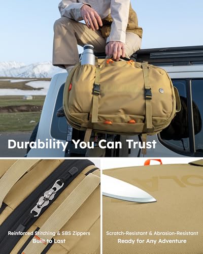 Tolaccea Travel Backpack for Men Women, 40L-50L Carry On Backpack with Wet Dry Compartment, TSA Approved Laptop Daypack Fits 15.6", Convertible Expandable Large Rucksack Duffel Bag for Work Travel - color: Khaki