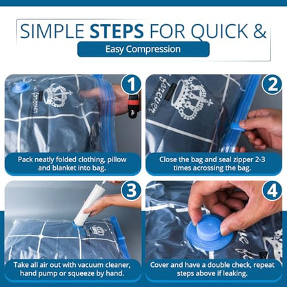 Vacuum Seal Bags for Clothing-Jumbo Vacuum Packing Bags with Pump for Travel, Clothes, Bedding & Blankets-Reusable Compression Travel Vacuum Bag Set | Space Saver Bags (10S) - size: 10S